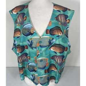 Tropical Fish Tuxedo Formal Vest XXL Coral Reef Ocean Waist Coat Adjustable